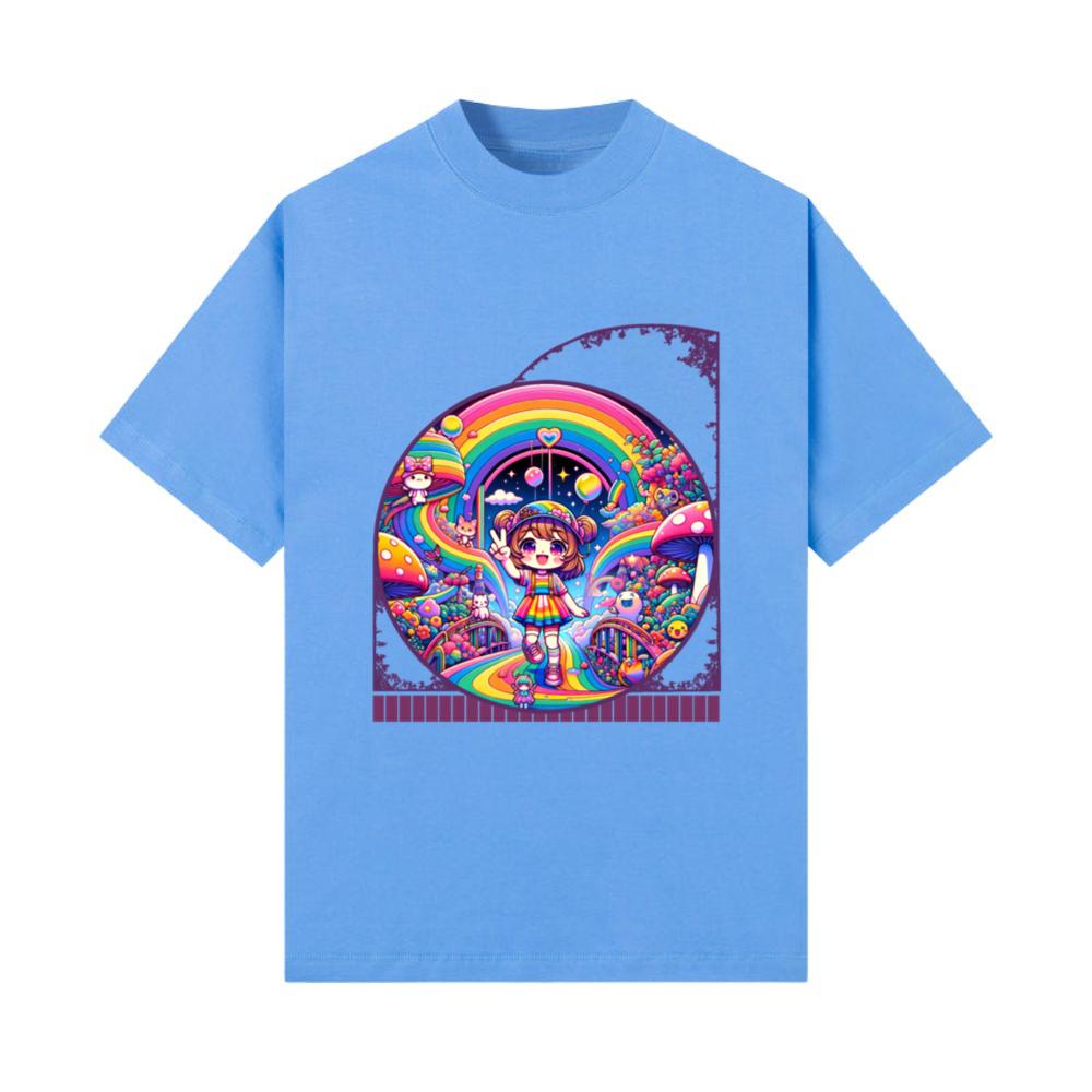 Kawaii Anime Girl's Colorful Wonderland Rainbow T-Shirt