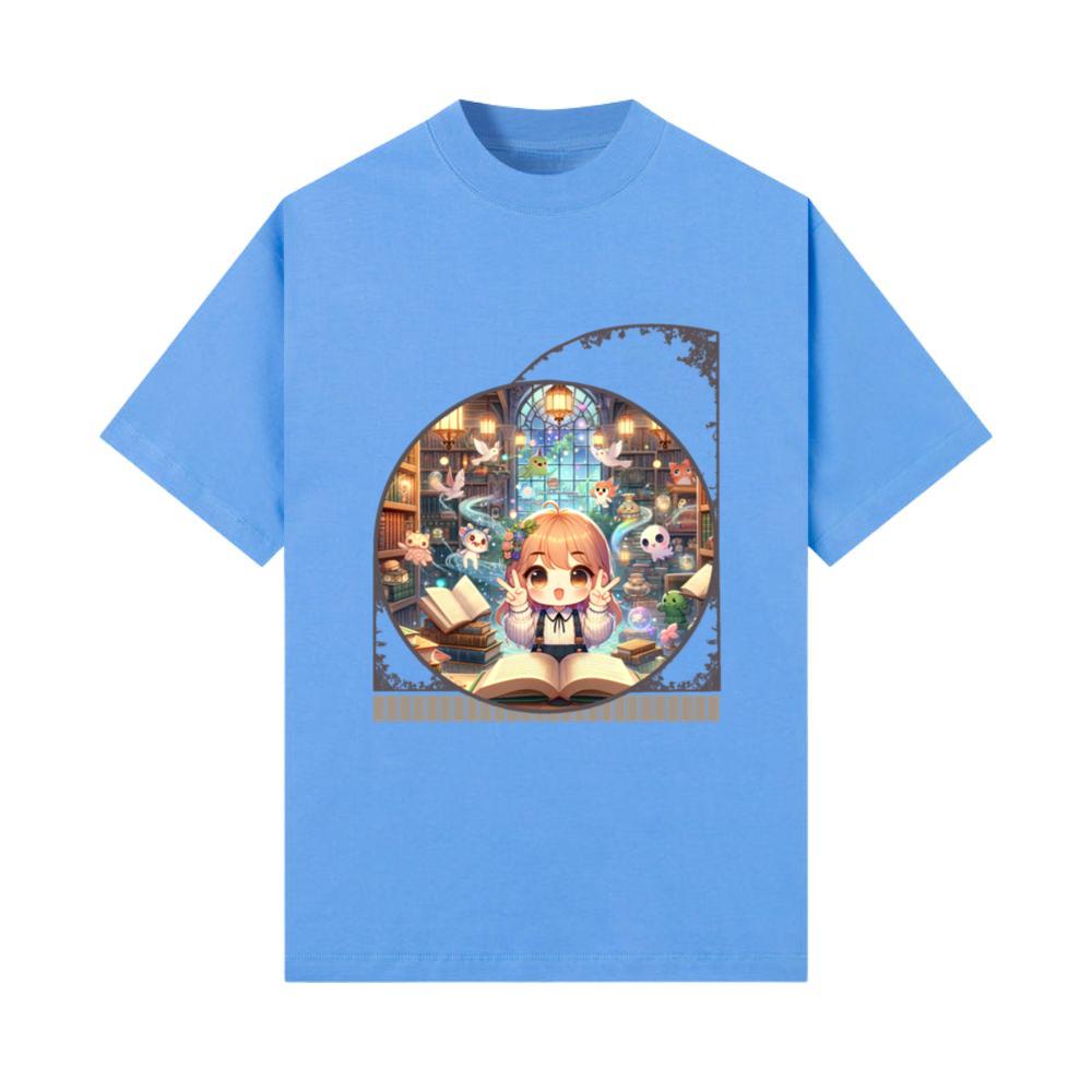 Kawaii Anime Girl's Magical Book Nook Whimsical T-Shirt