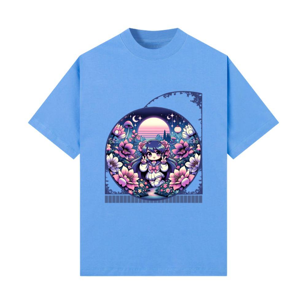 Kawaii Anime Girl's Magical Garden Fantasy Floral T-Shirt