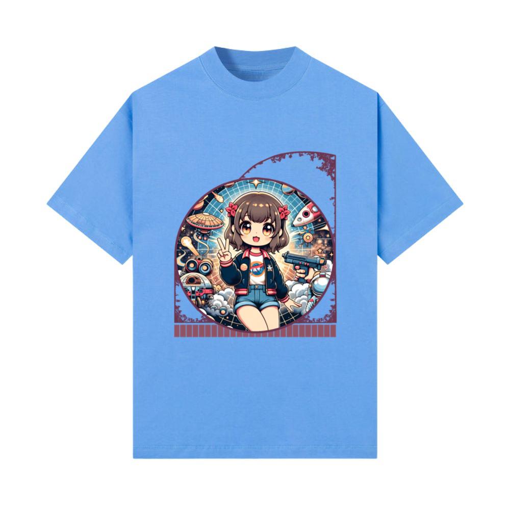 Kawaii Anime Girl's Retro Space Odyssey Cosmic T-Shirt
