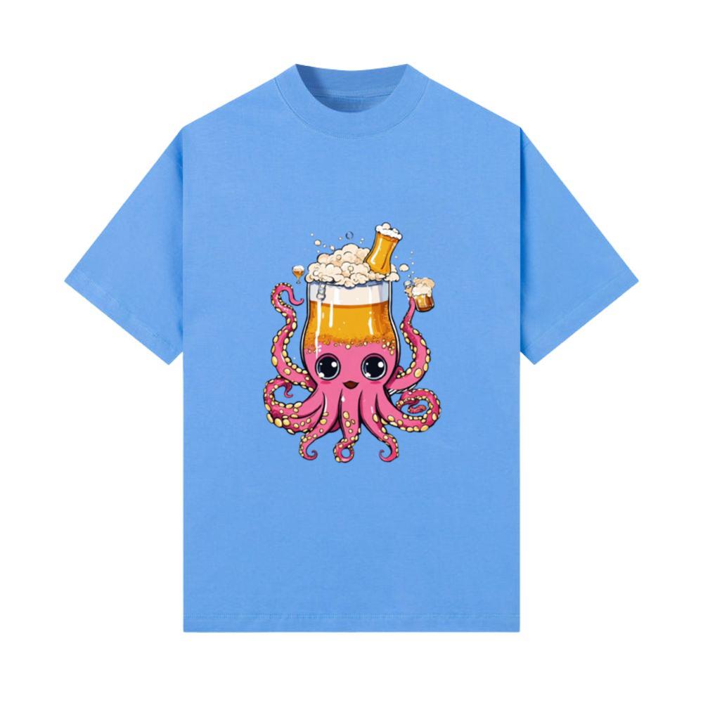 Kawaii Anime Octopus with 8 Beer Glasses T-Shirt