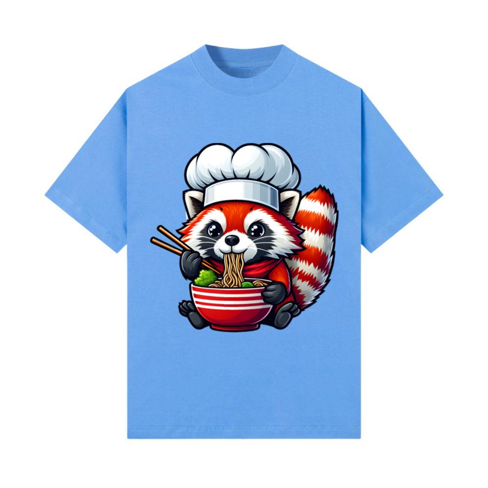 Kawaii Anime Red Racoon Eat Japanese Ramen Noodles T-Shirt