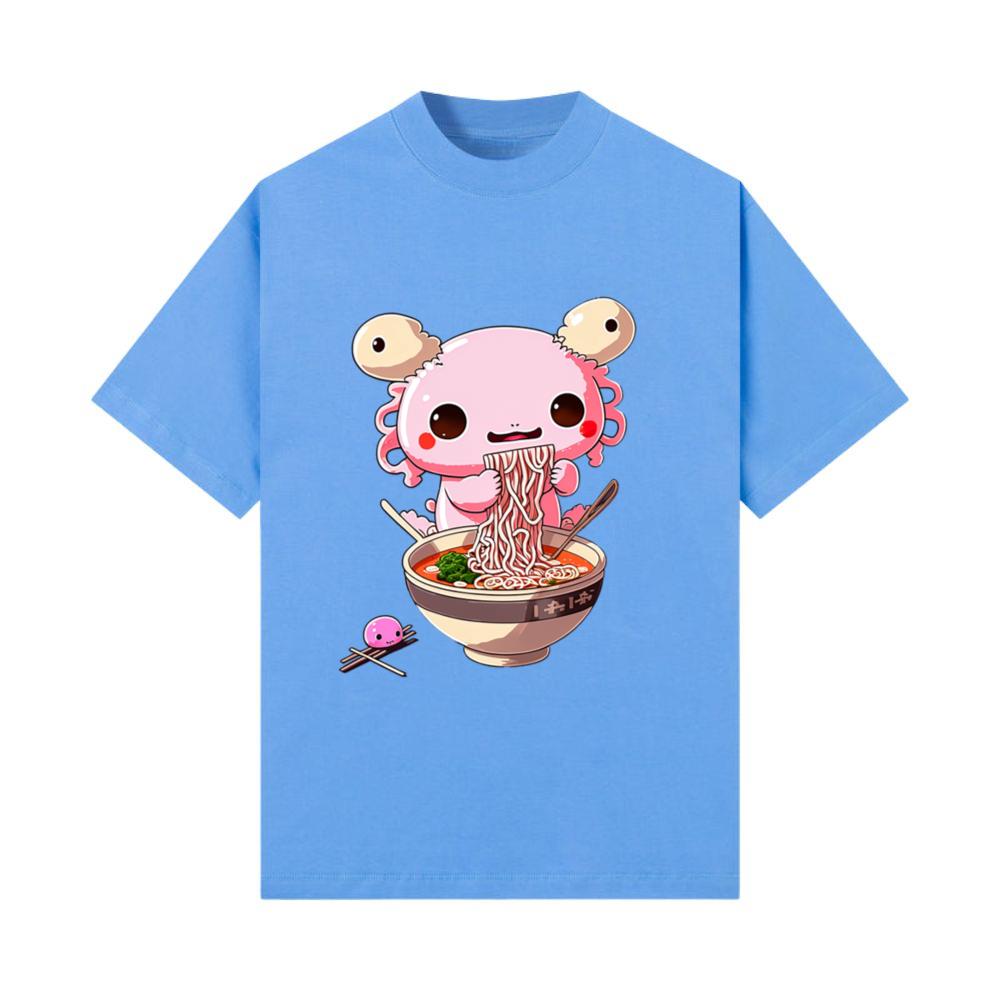 Kawaii Axolotl Eating Ramen Noodles Anime Gift T-Shirt