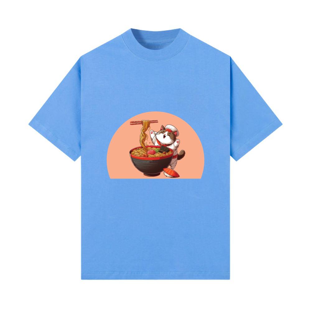 Kawaii Cat Eating Ramen Noodles Funny Anime Gift T-Shirt