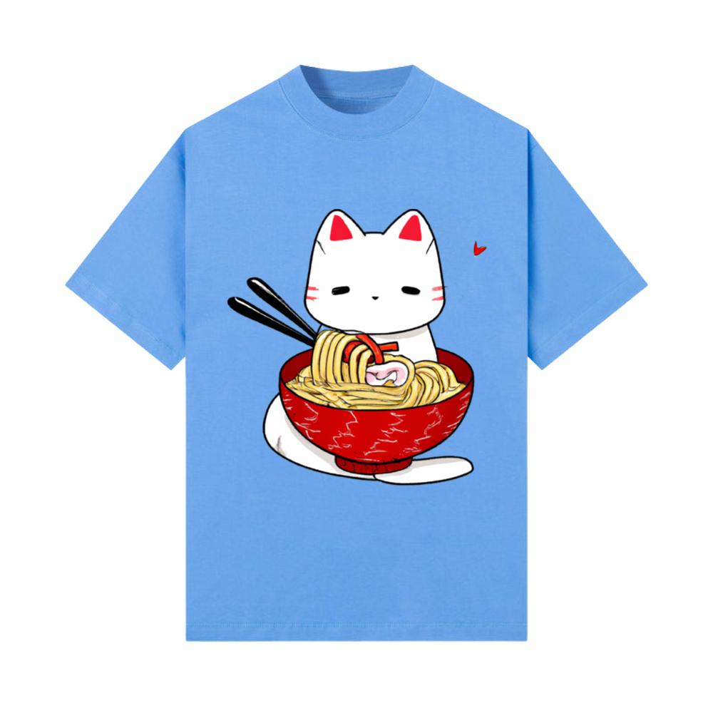 Kawaii Cat Eating Ramen Noodles Japanese Food Anim_3 T-Shirt