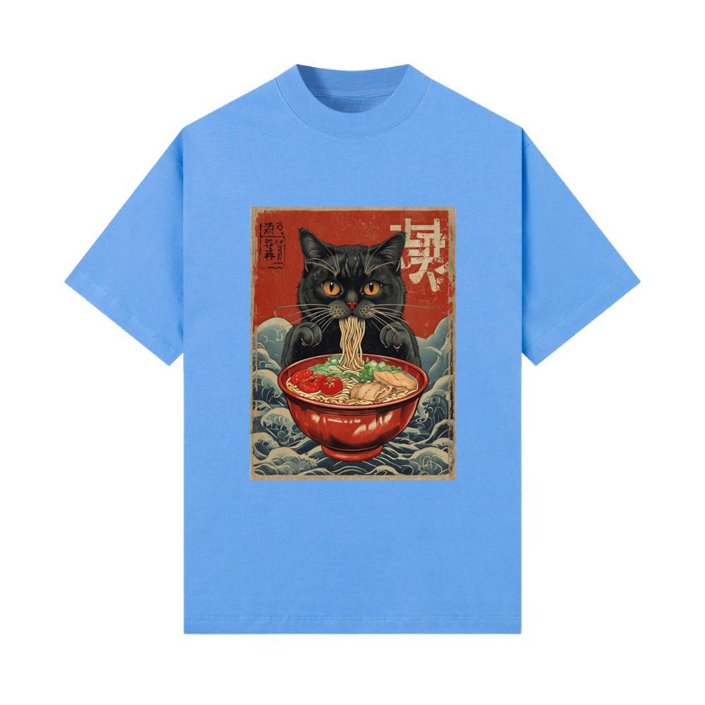 Kawaii cute Vintage Japanese Anime Manga Cat Ramen T-Shirt