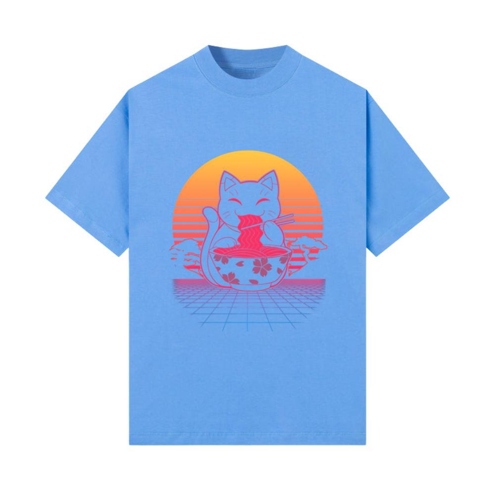 Kawaii Ra Neko Retro Cat Japanese Noodle Anime T-Shirt