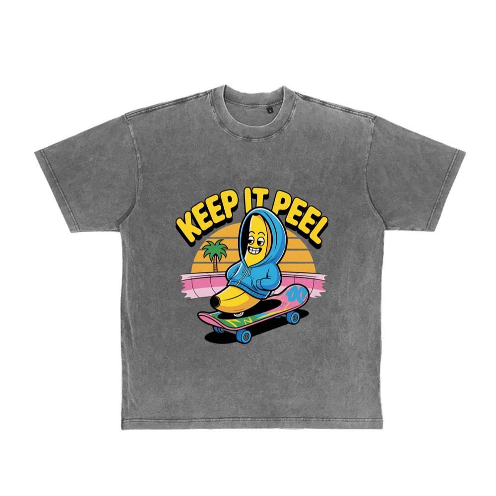 Keep It Peel Banana Character on Skateboard T-Shirt
