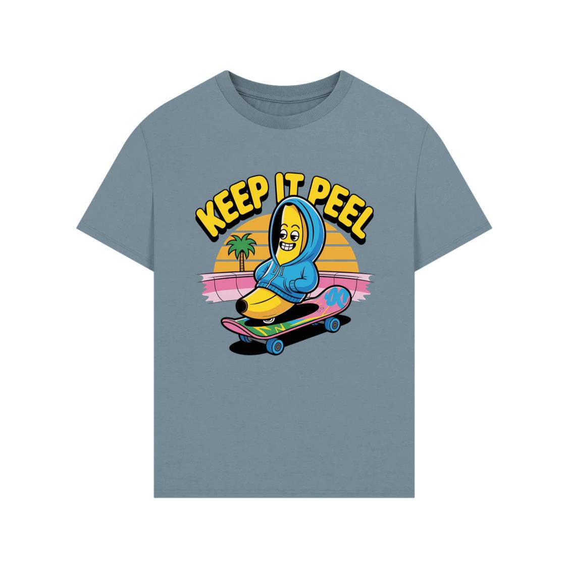Keep It Peel Banana Character on Skateboard T-Shirt