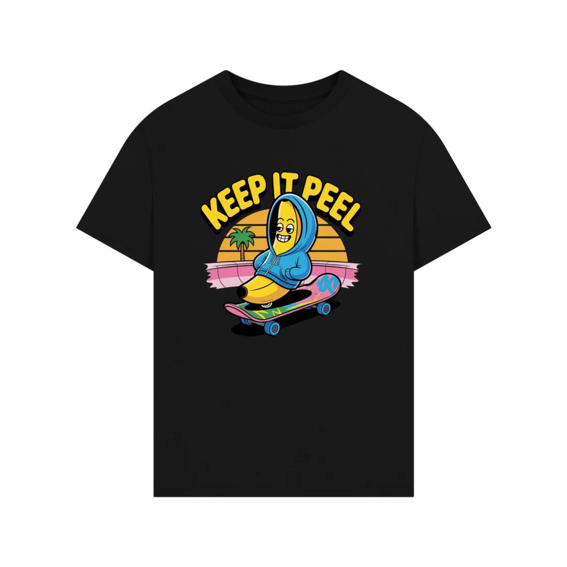 Keep It Peel Banana Character on Skateboard T-Shirt