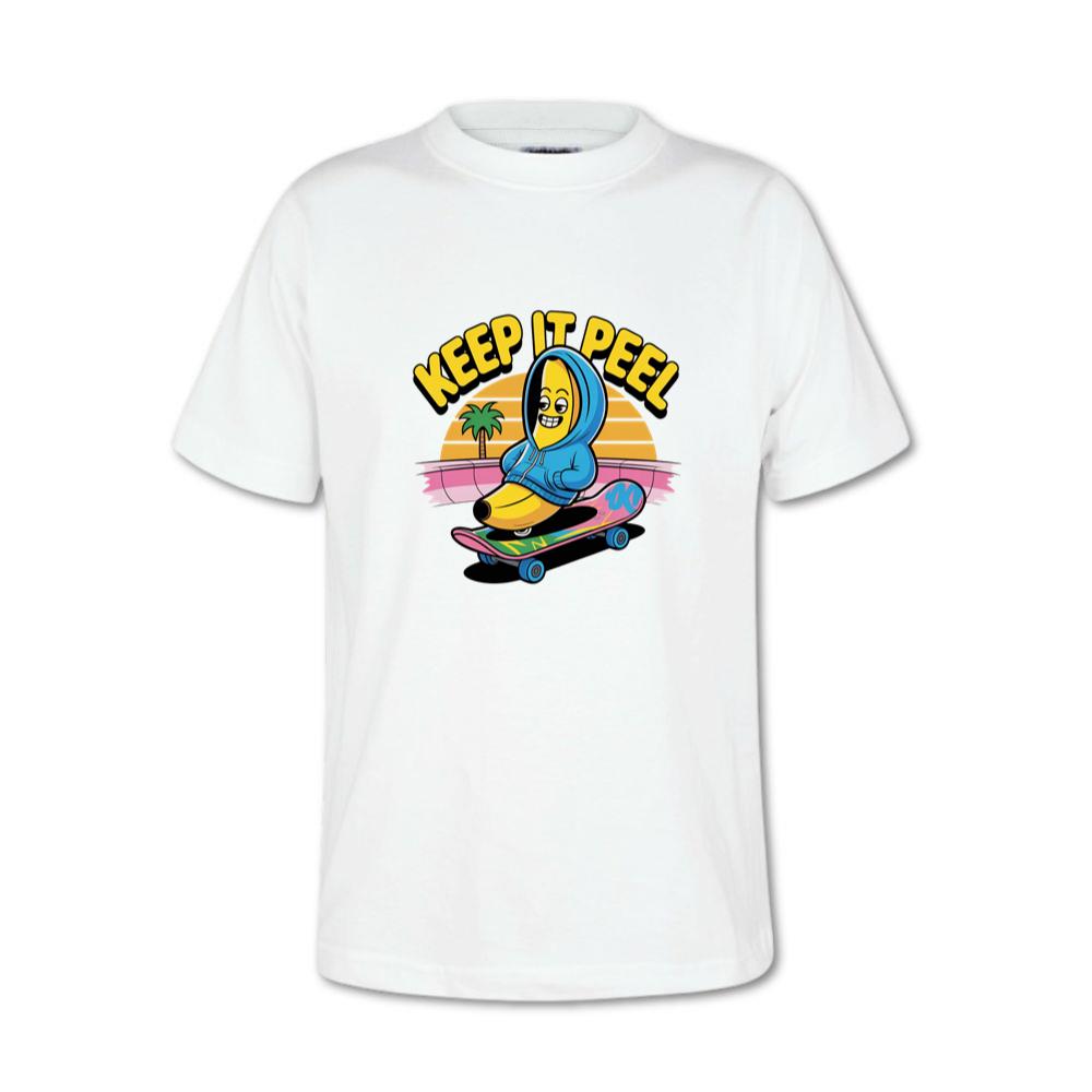 Keep It Peel Banana Character on Skateboard T-Shirt