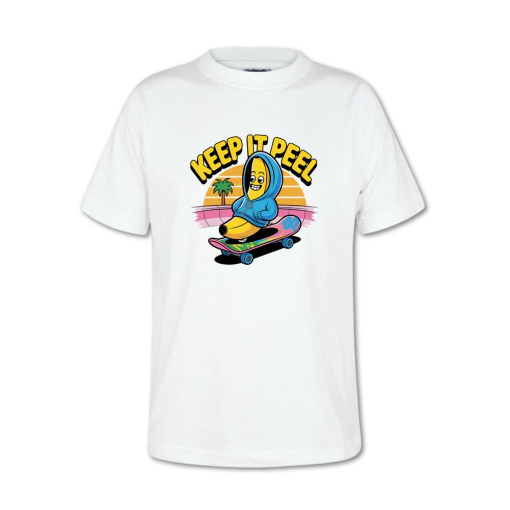 Keep It Peel Banana Character on Skateboard T-Shirt