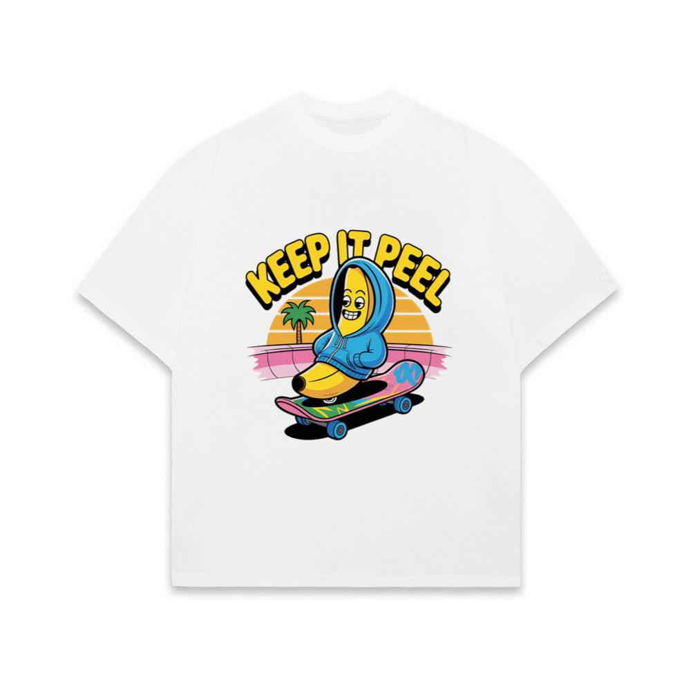Keep It Peel Banana Character on Skateboard T-Shirt