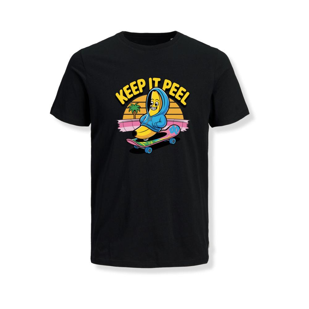 Keep It Peel Banana Character on Skateboard T-Shirt
