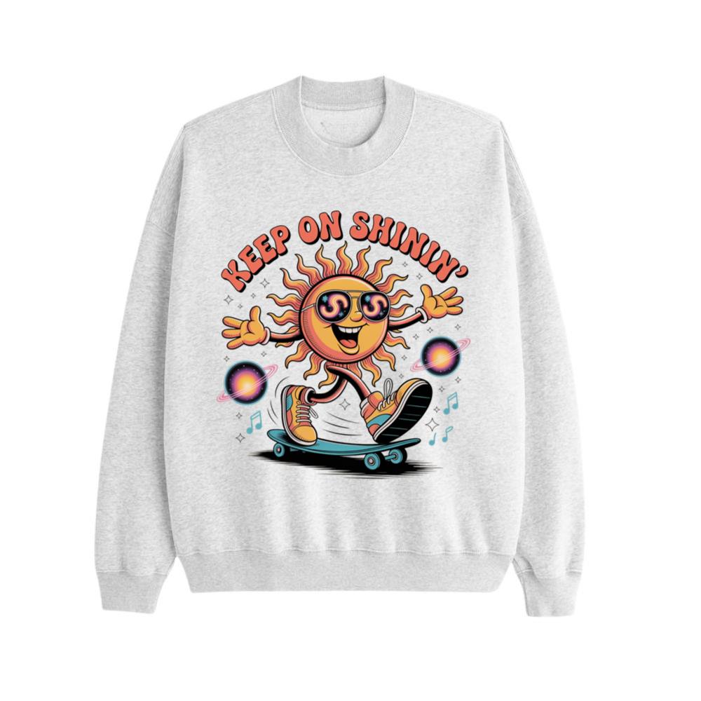 Keep On Shinin Retro Sun Skateboard Cartoon Sweatshirt