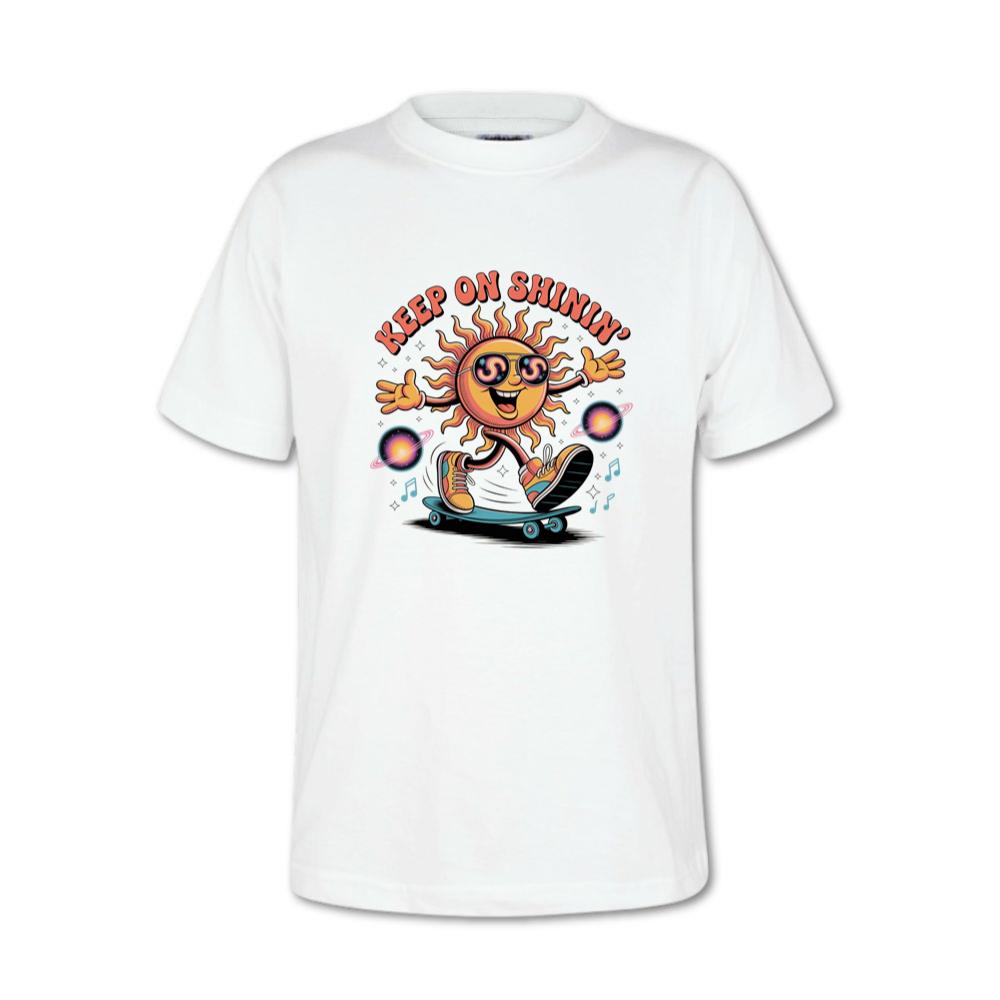 Keep On Shinin Retro Sun Skateboard Cartoon T-Shirt