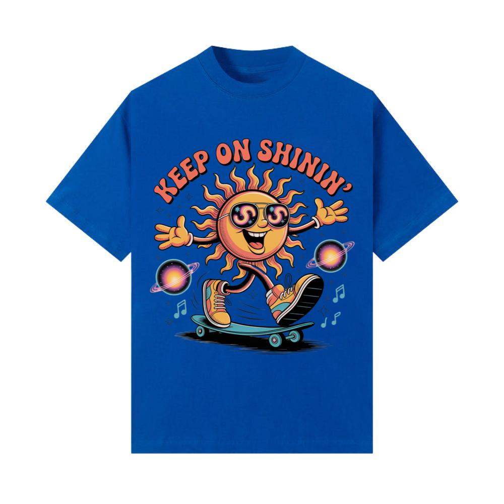 Keep On Shinin Retro Sun Skateboard Cartoon T-Shirt