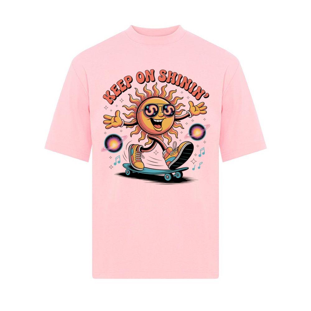 Keep On Shinin Retro Sun Skateboard Cartoon T-Shirt