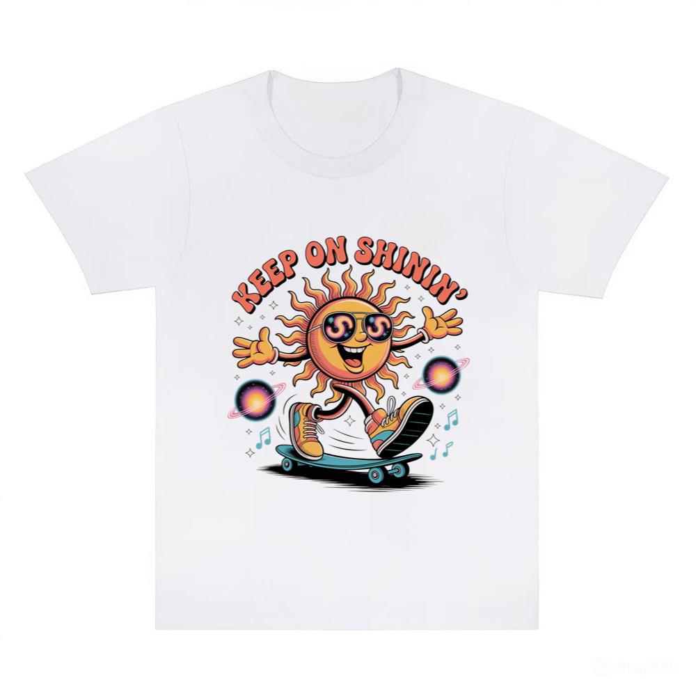 Keep On Shinin Retro Sun Skateboard Cartoon T-Shirts