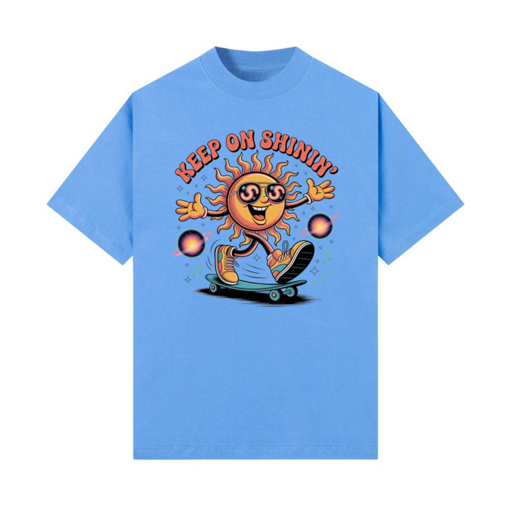 Keep On Shinin Retro Sun Skateboard Cartoon T-Shirts