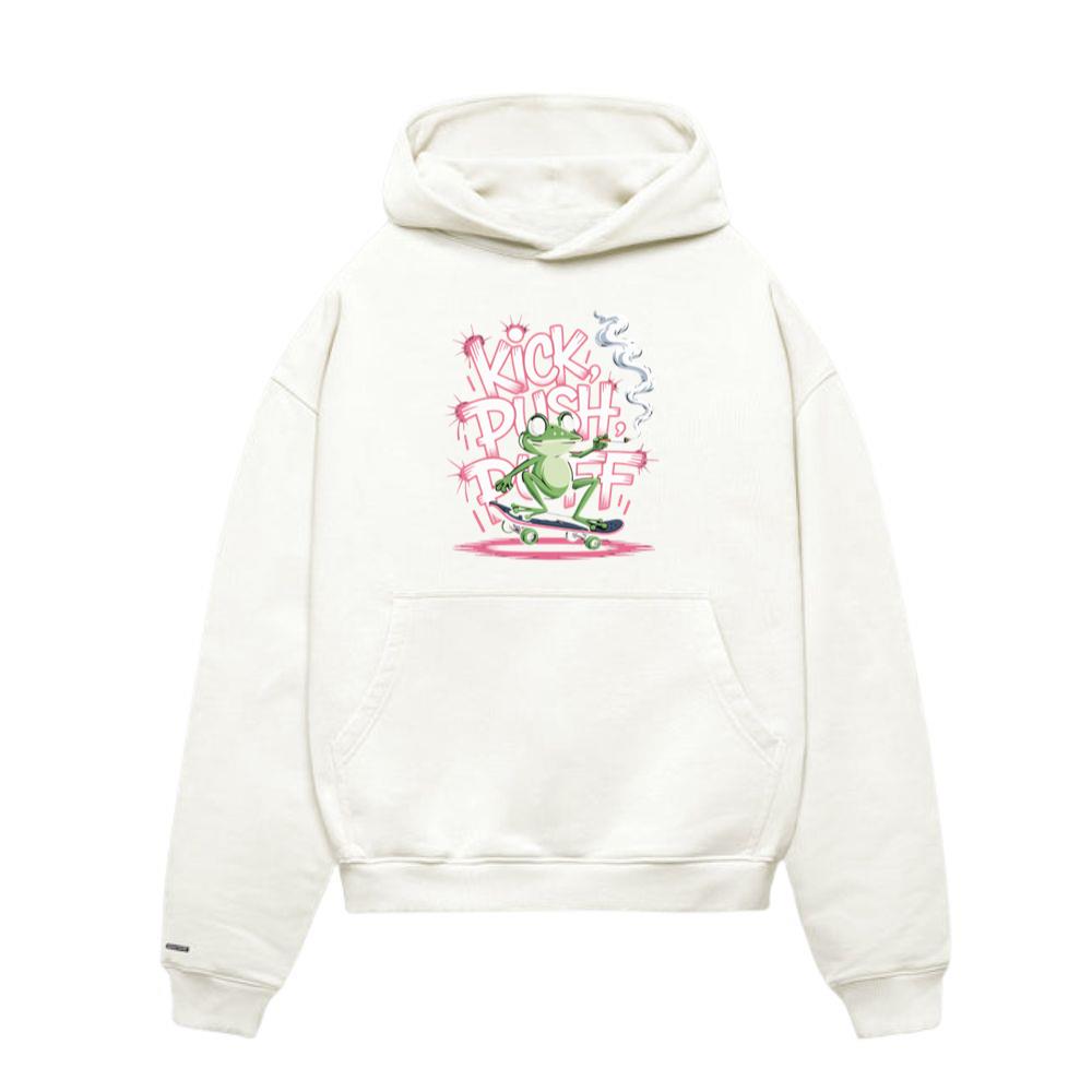 Kick Push Ride Funny Frog on Skateboard Hoodie
