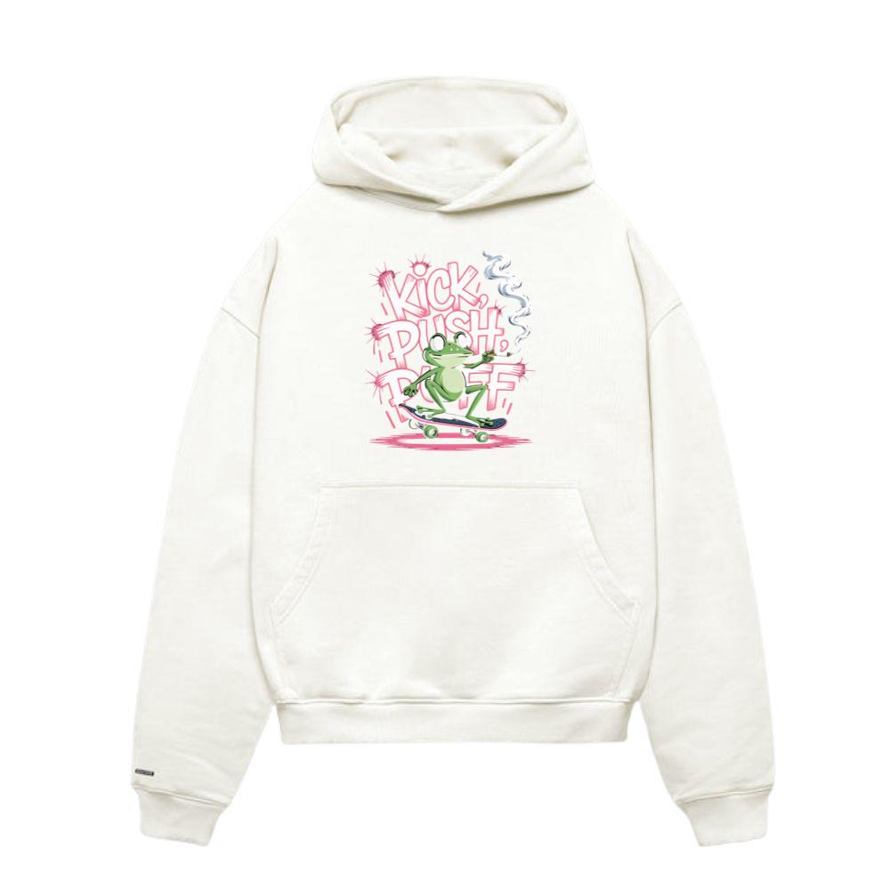 Kick Push Ride Funny Frog on Skateboard Hoodies