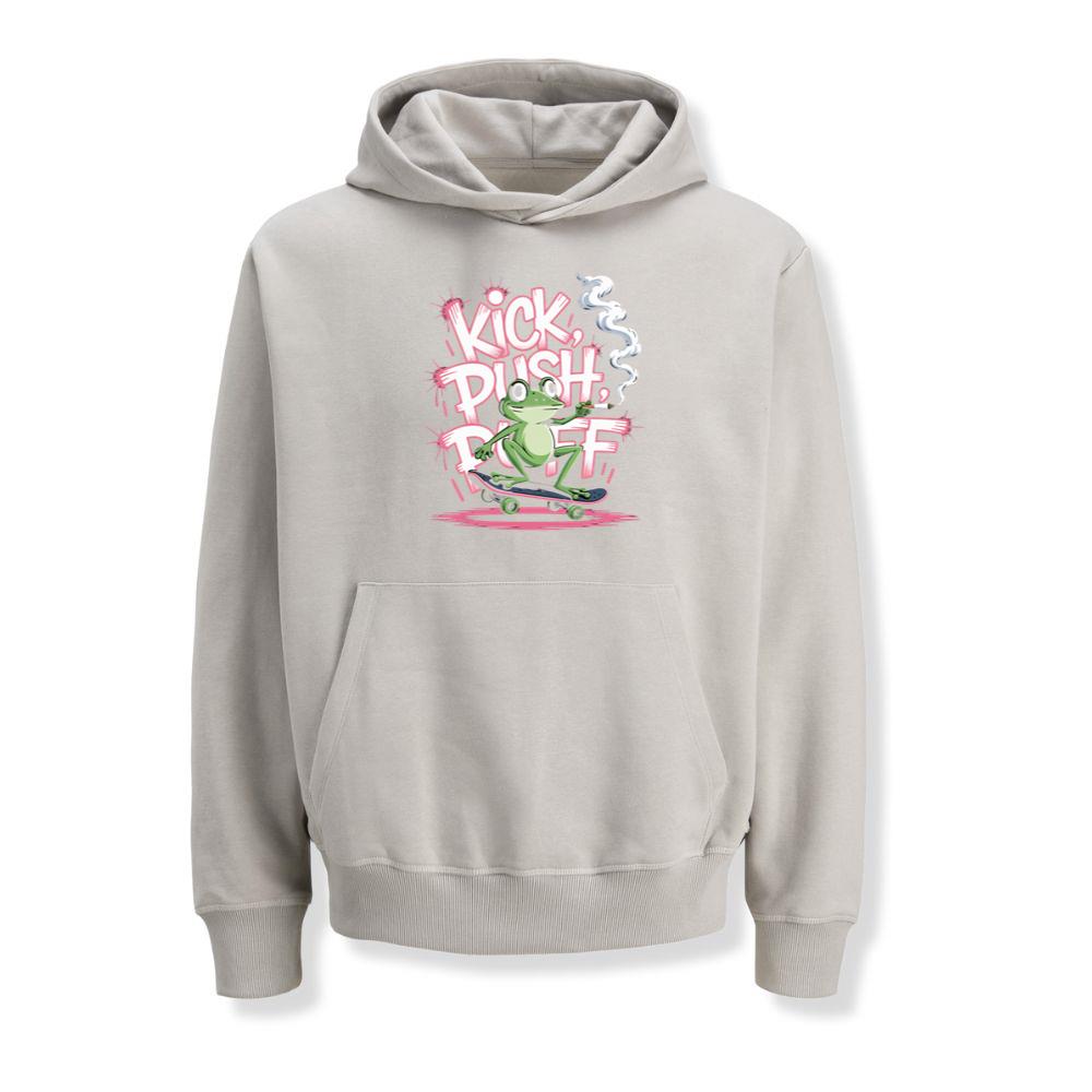 Kick Push Ride Funny Frog on Skateboard Hoodies