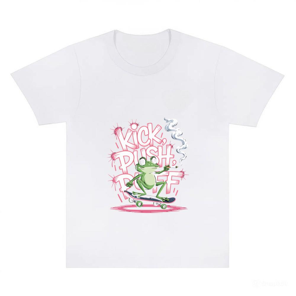 Kick Push Ride Funny Frog on Skateboard T-Shirt