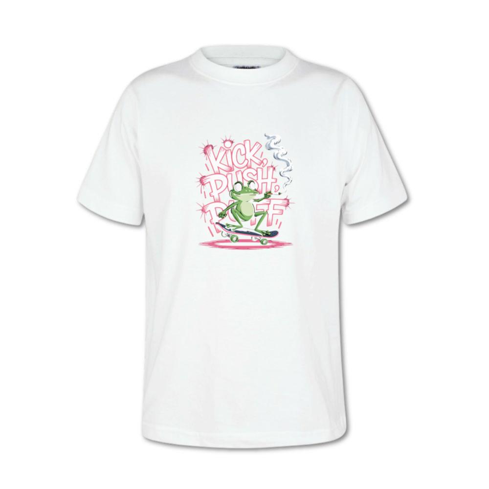 Kick Push Ride Funny Frog on Skateboard T-Shirt