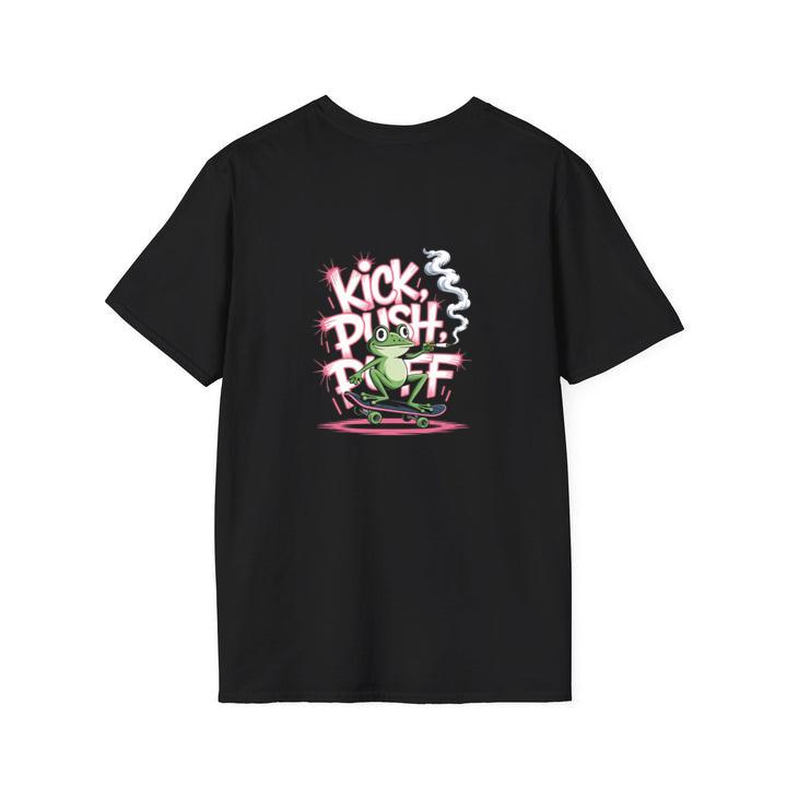 Kick Push Ride Funny Frog on Skateboard T-Shirt