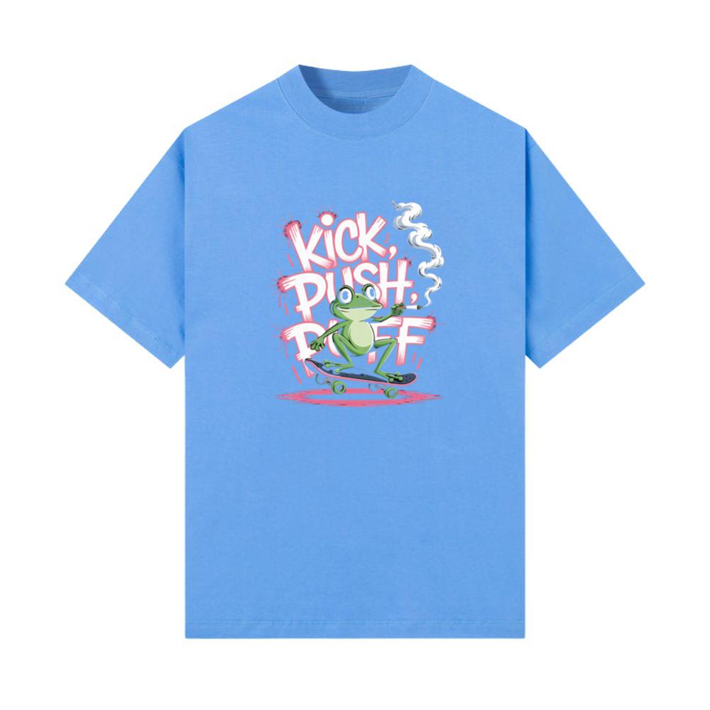 Kick Push Ride Funny Frog on Skateboard T-Shirts