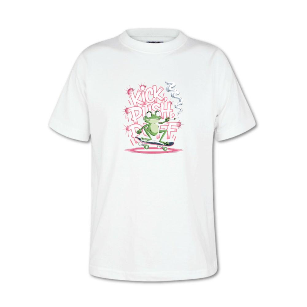 Kick Push Ride Funny Frog on Skateboard T-Shirts