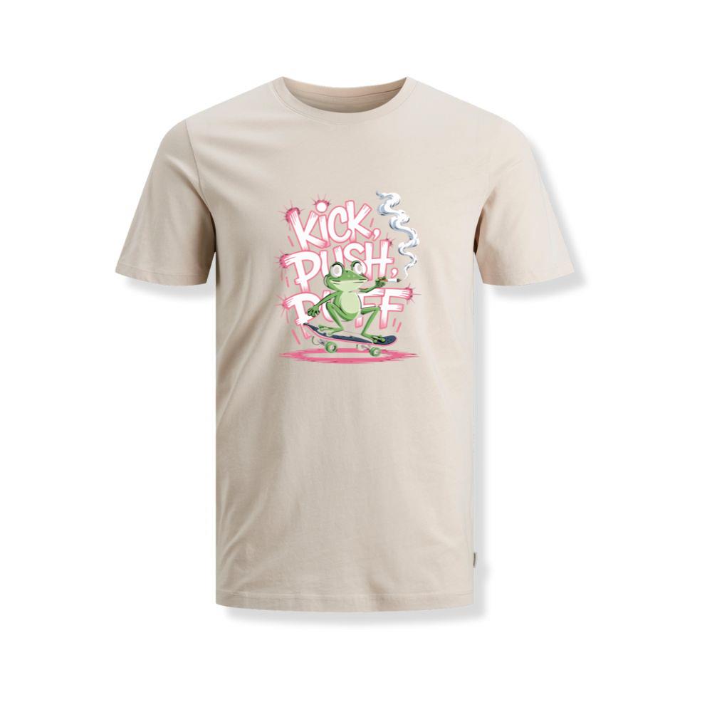 Kick Push Ride Funny Frog on Skateboard T-Shirts