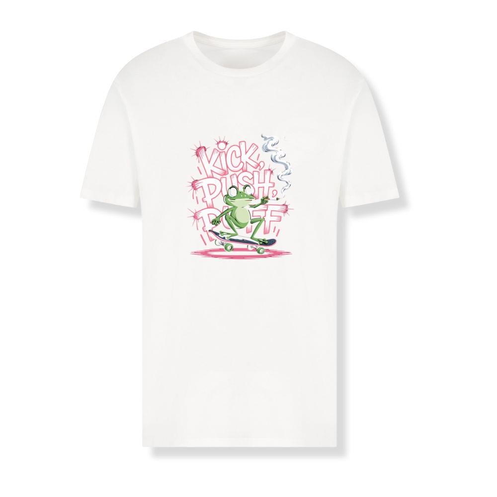 Kick Push Ride Funny Frog on Skateboard T-Shirts