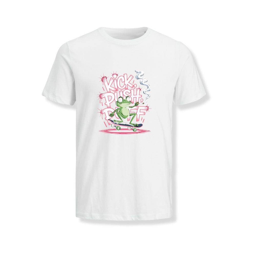 Kick Push Ride Funny Frog on Skateboard T-Shirts
