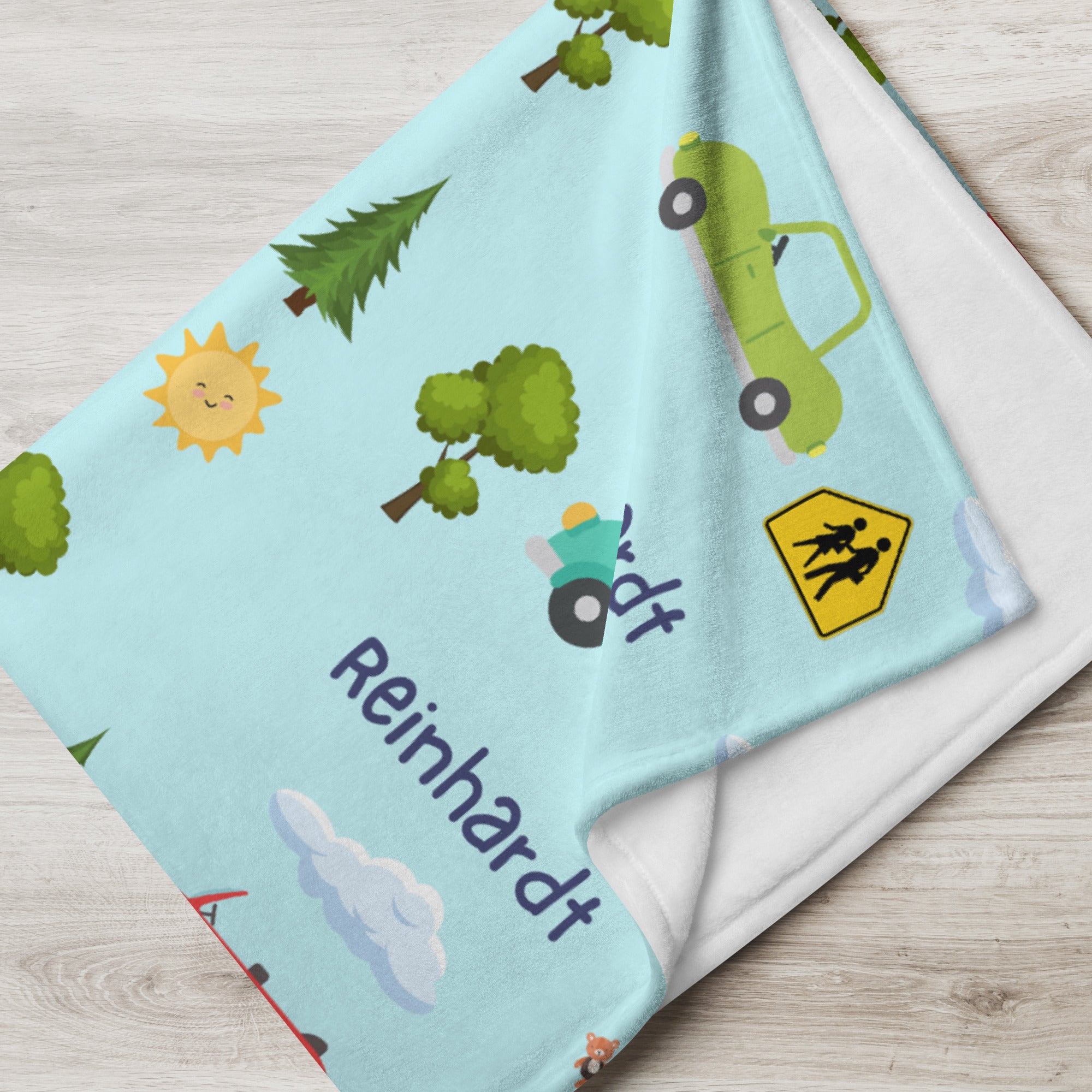 Kids Personalised Cars Throw Blanket