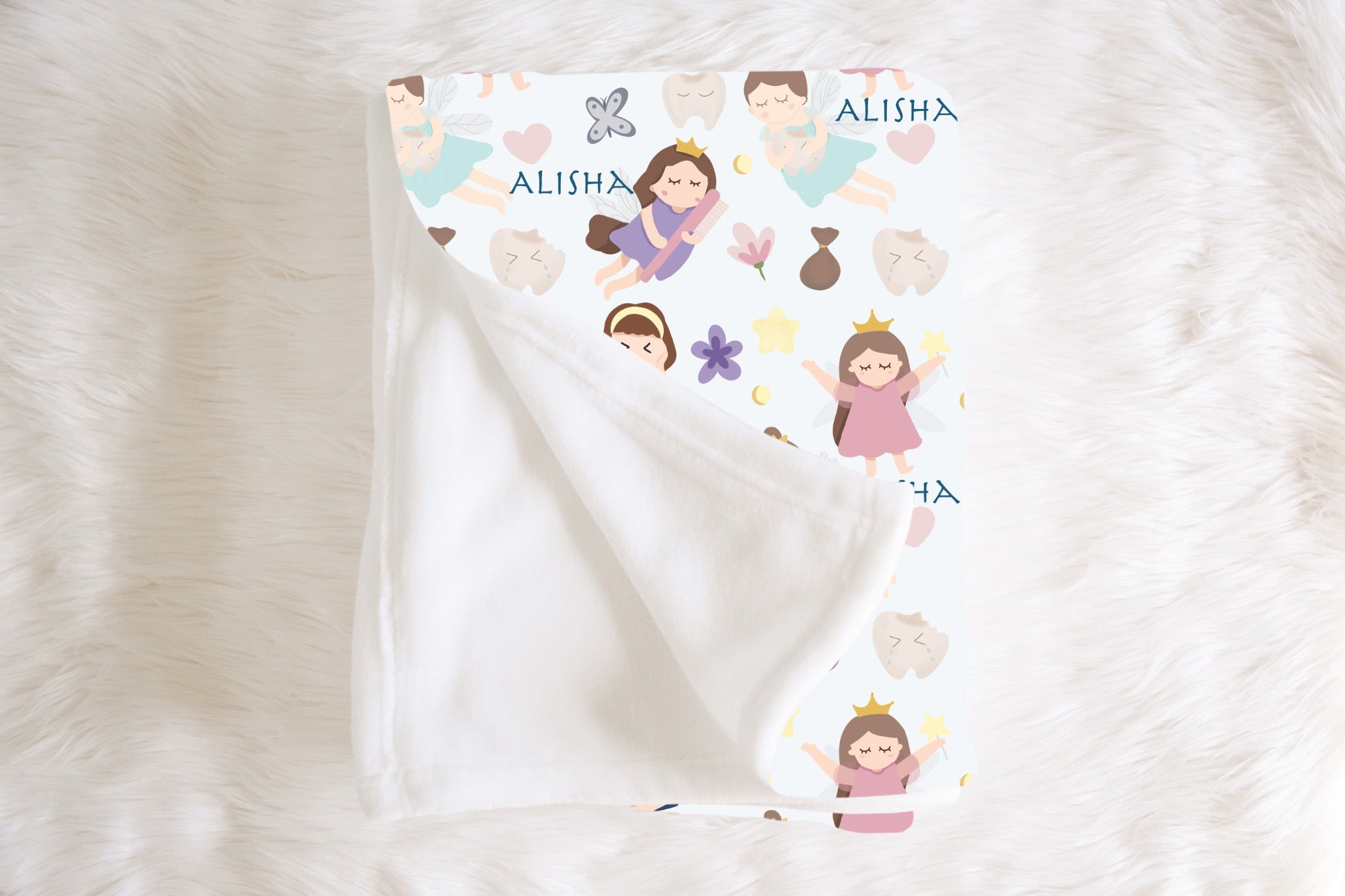 Kids Personalised Tooth Fairy Throw Blanket
