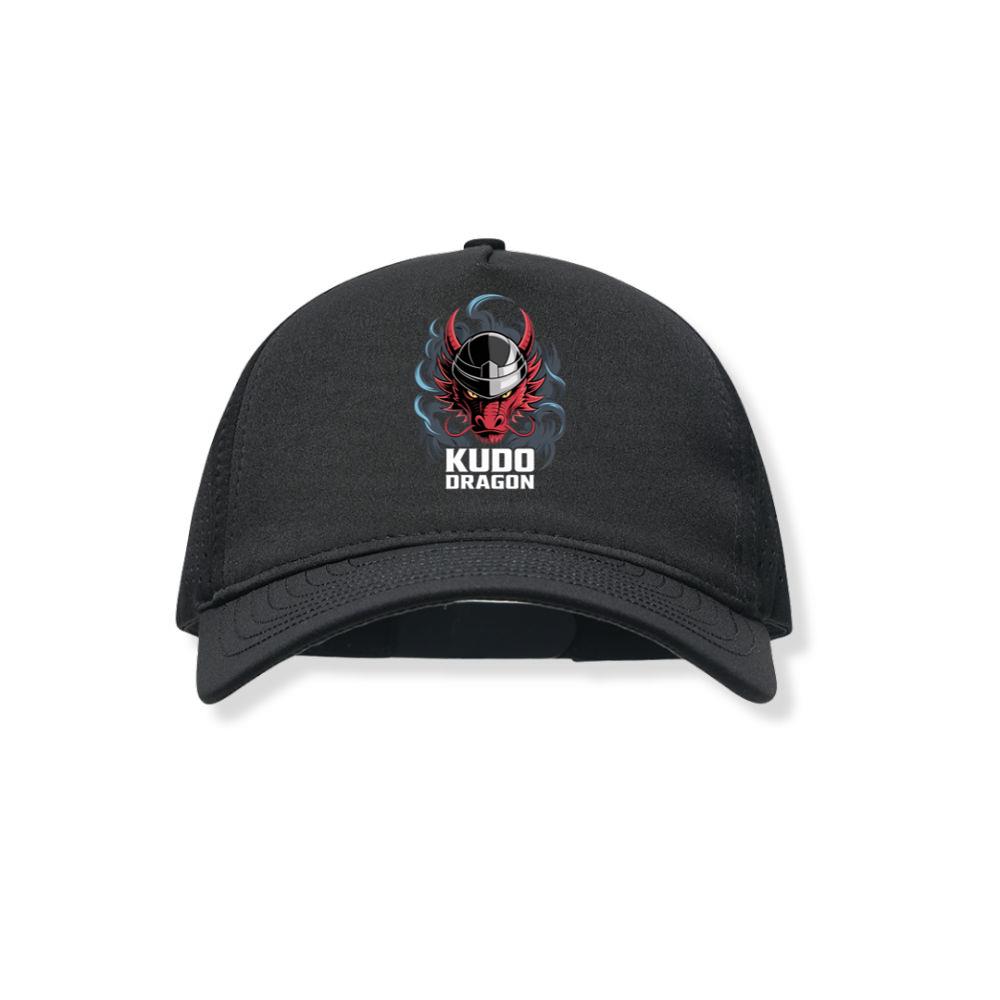 Kudo Dragon Red Masked Warrior with Flames Illustration Black Hat