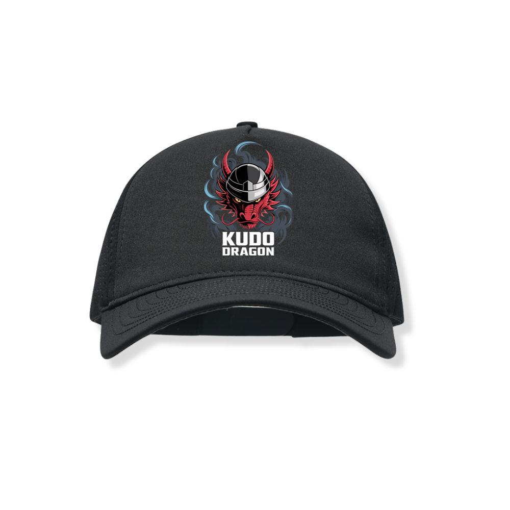 Kudo Dragon Red Masked Warrior with Flames Illustration Black Hat