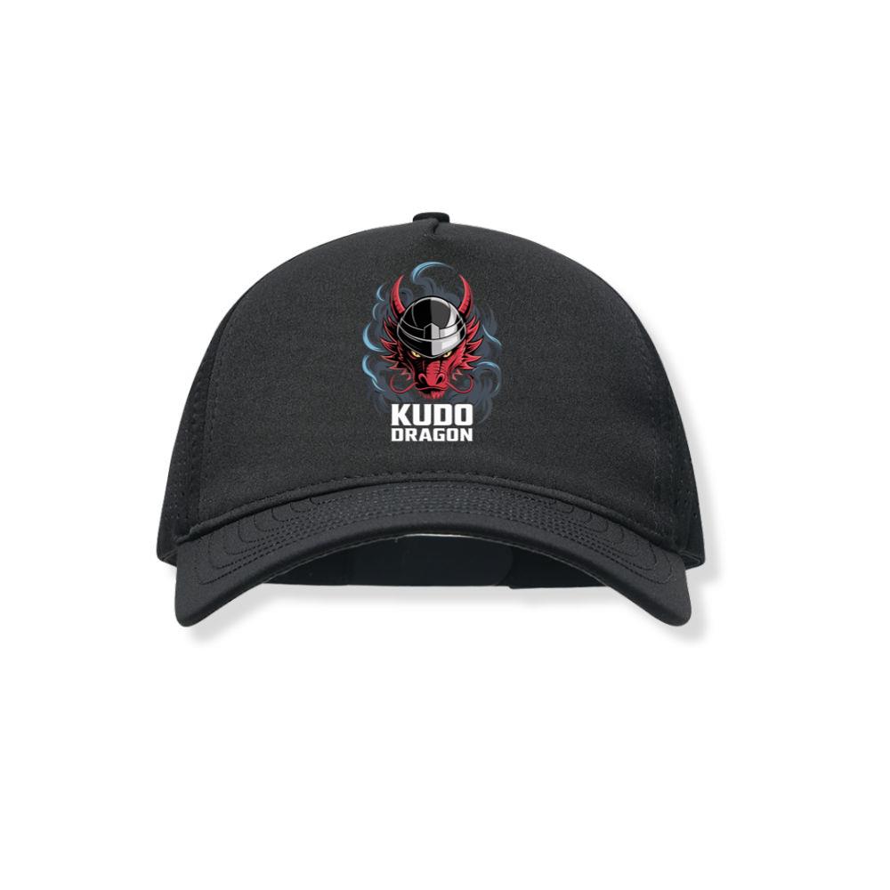 Kudo Dragon Red Masked Warrior with Flames Illustration Black Hat