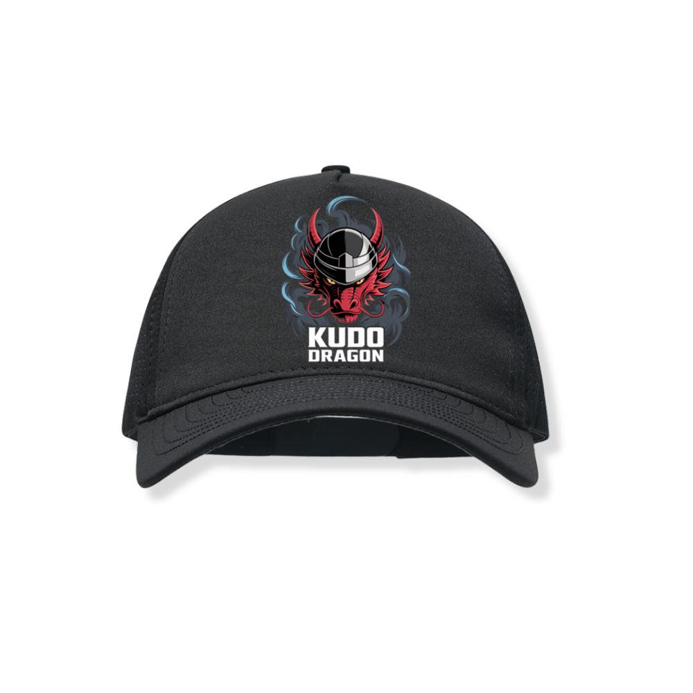 Kudo Dragon Red Masked Warrior with Flames Illustration Black Hat