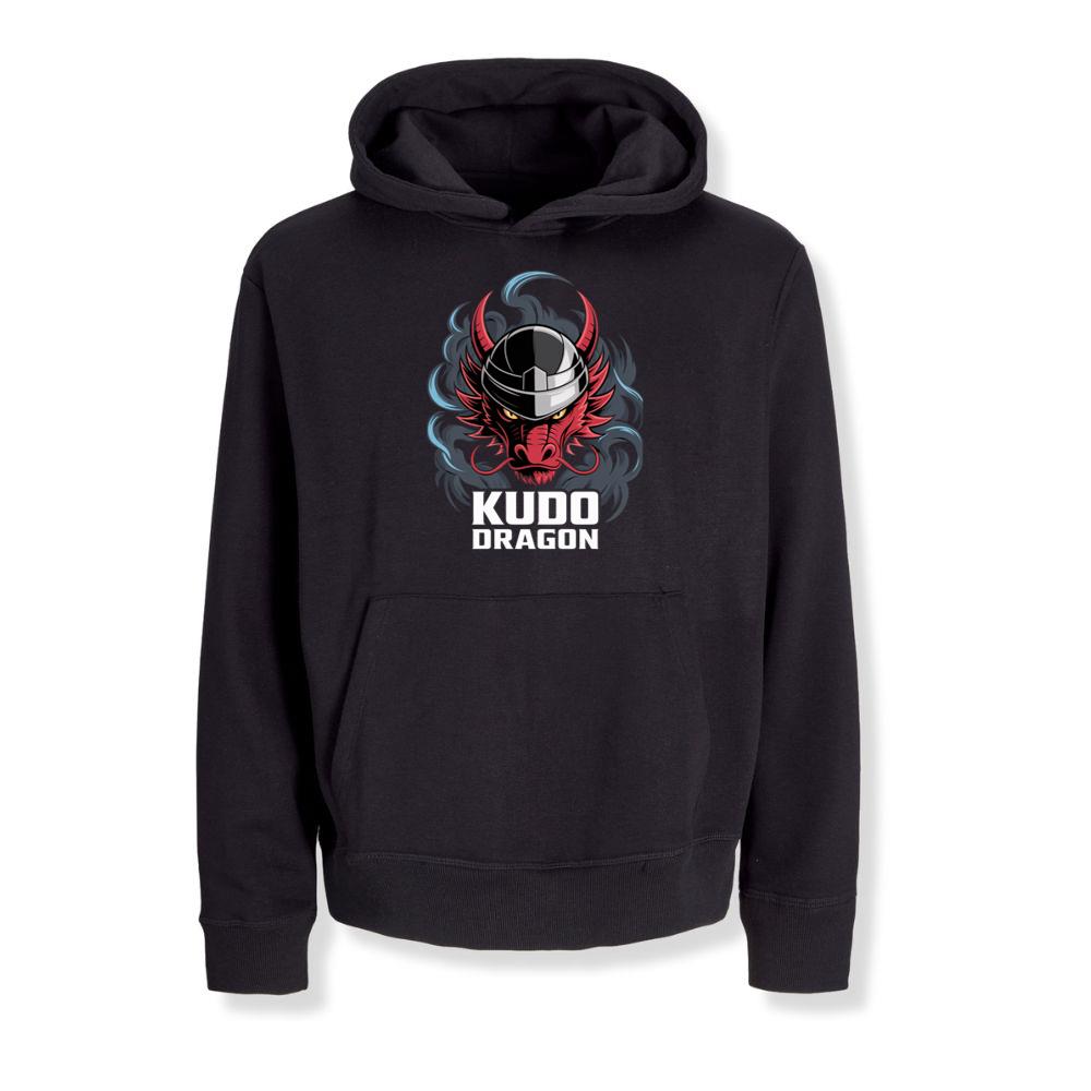 Kudo Dragon Red Masked Warrior with Flames Illustration Hoodies