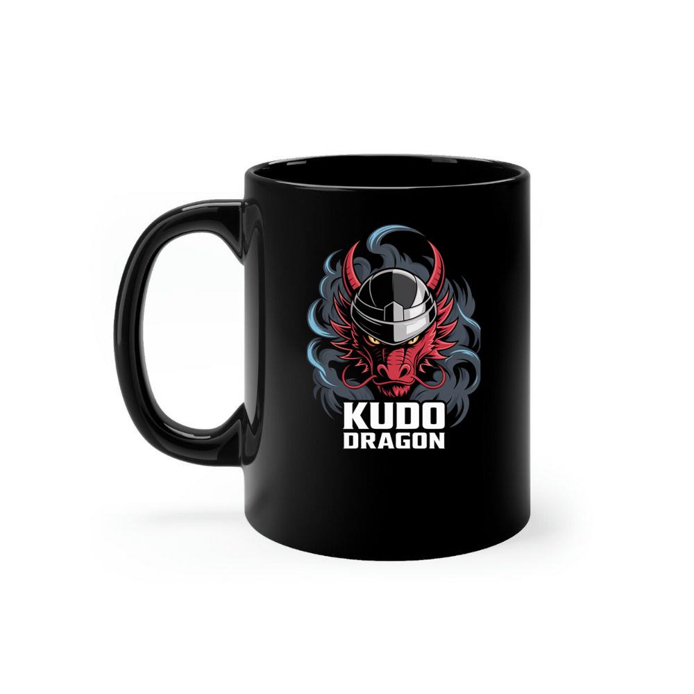 Kudo Dragon Red Masked Warrior with Flames Illustration Mug