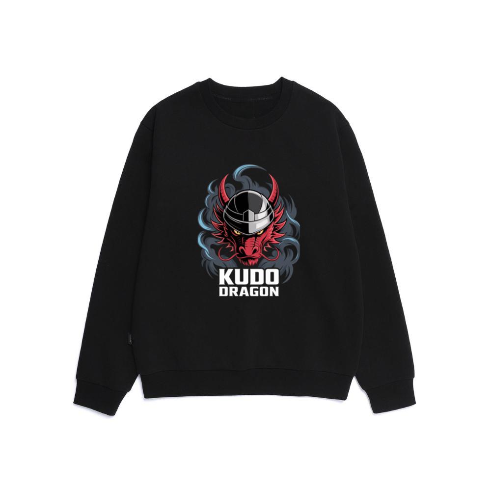 Kudo Dragon Red Masked Warrior with Flames Illustration Sweatshirt