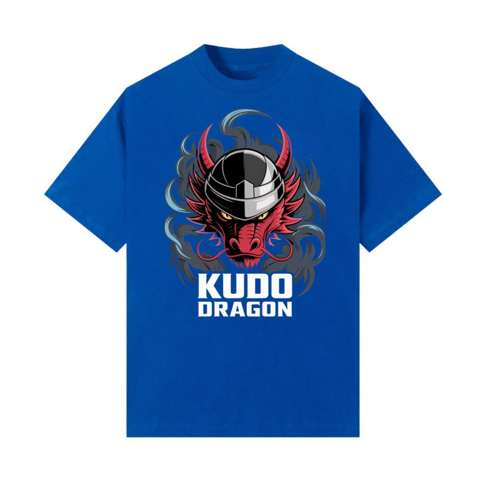 Kudo Dragon Red Masked Warrior with Flames Illustration T-Shirt