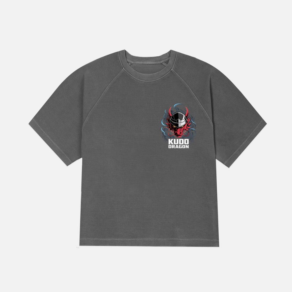 Kudo Dragon Red Masked Warrior with Flames Illustration TShirt Kelyee