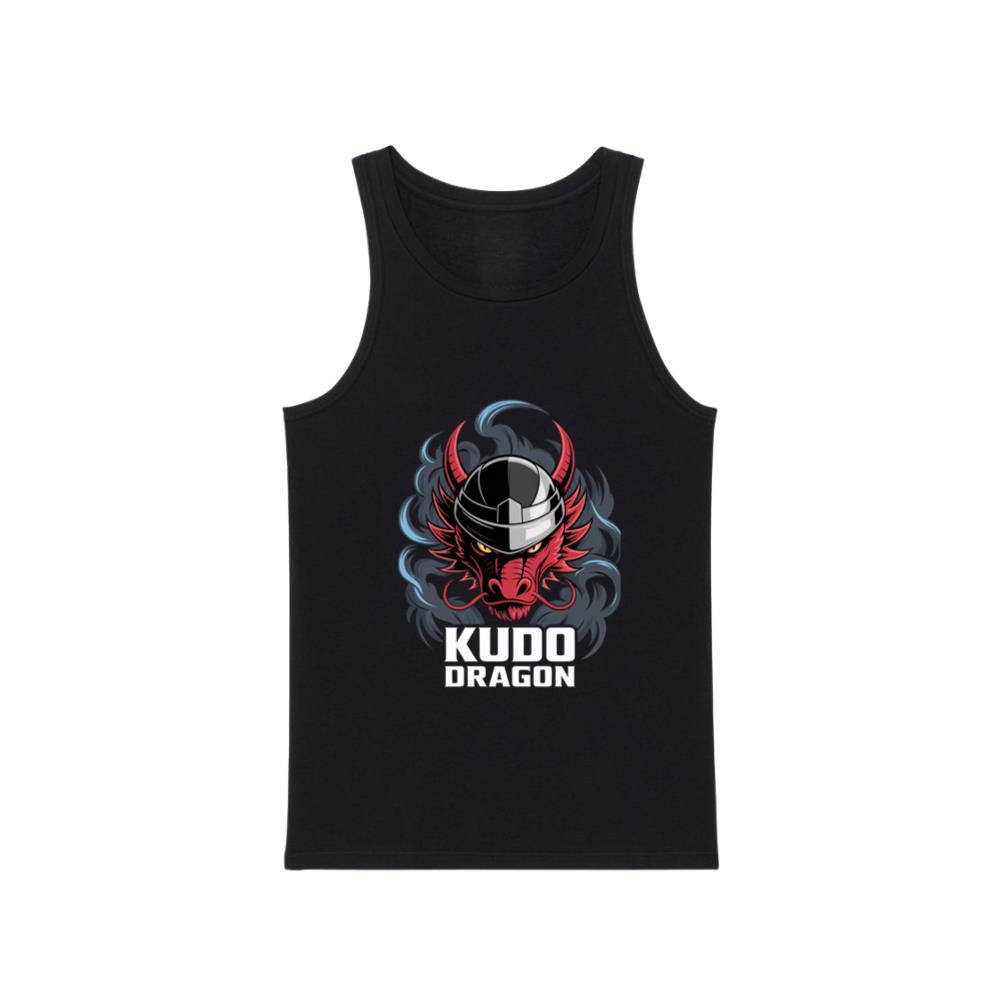 Kudo Dragon Red Masked Warrior with Flames Illustration Tank Top
