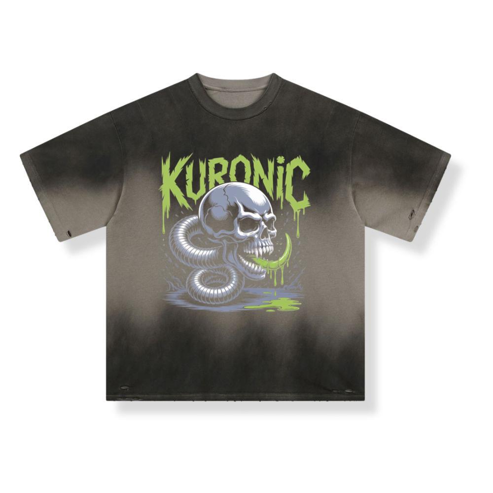 Kuronic Skull Snake Horror Graphic T-Shirt - Image 3