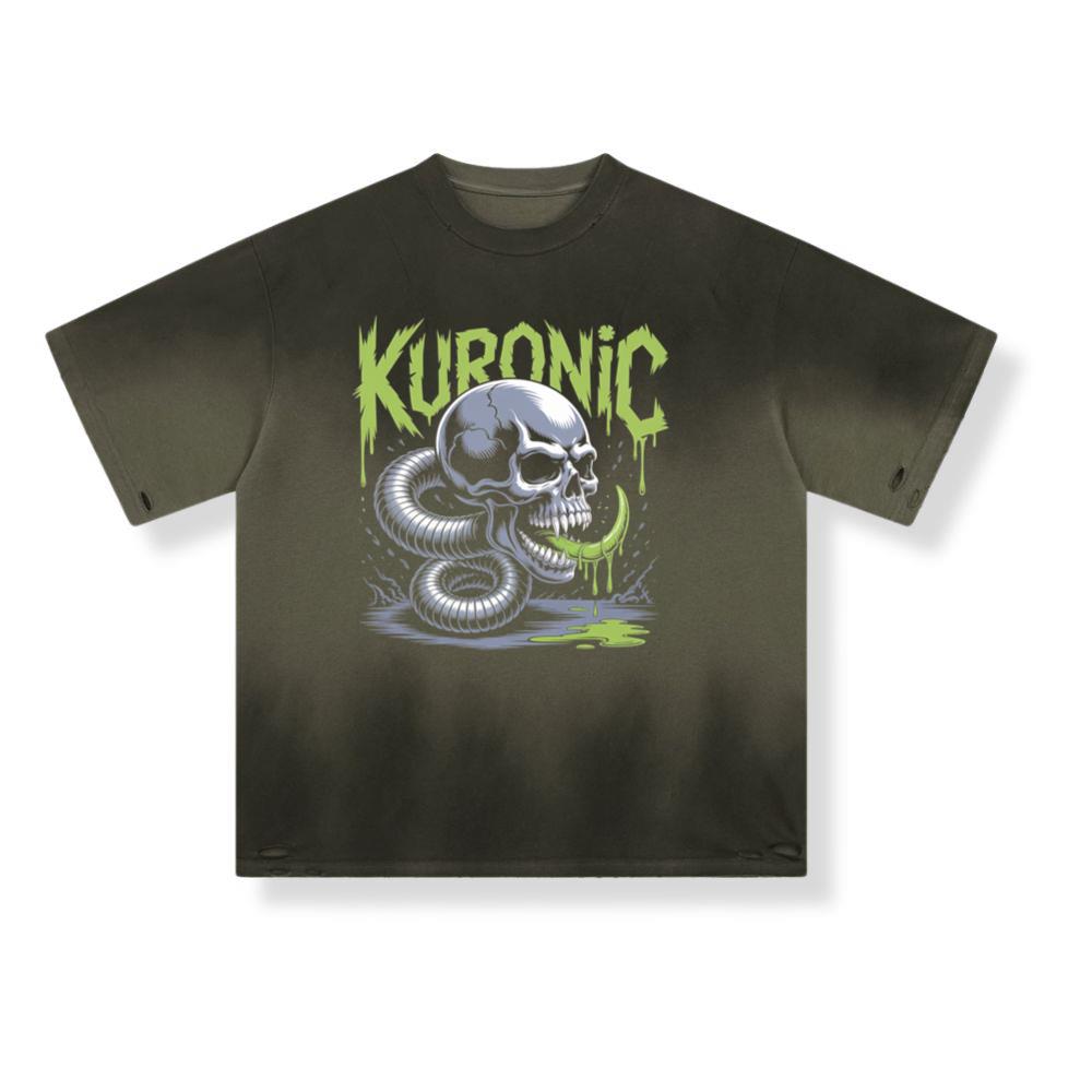 Kuronic Skull Snake Horror Graphic T-Shirt - Image 2