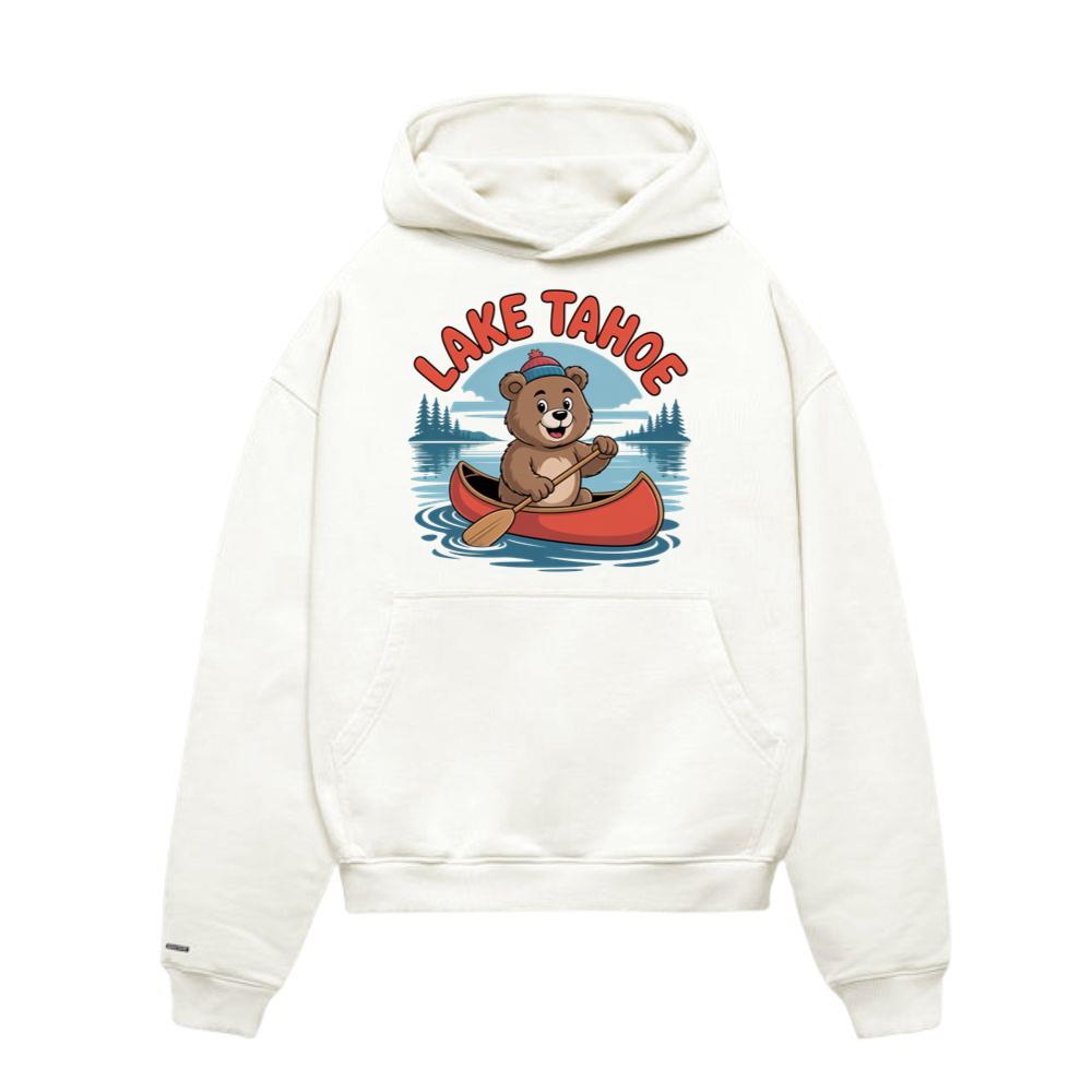 Lake Tahoe Bear Paddling Canoe Adventure Scene Hoodies